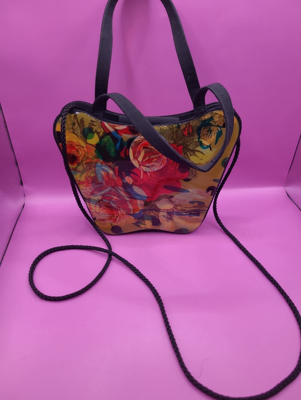 Vintage Angela Frascone Resin Purse Oriental Floral Design Small - Picture 3 of 11
